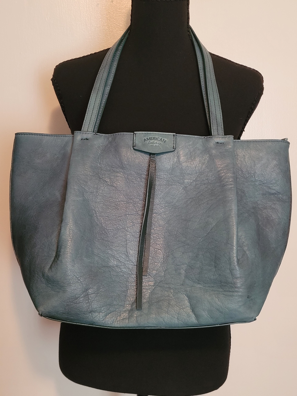 American Leather Teal Tote Bag